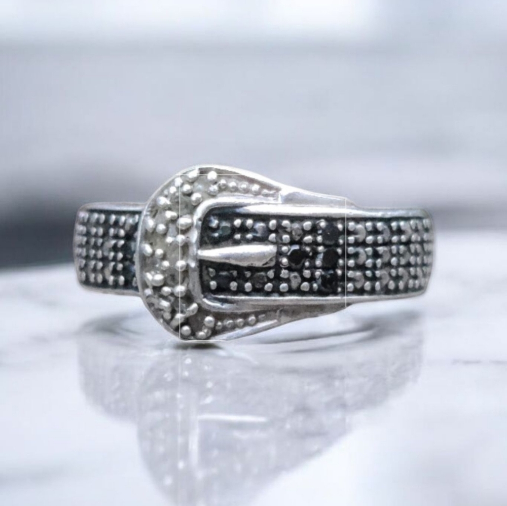 Sterling Black And White Diamond Chuck Clemency Ring